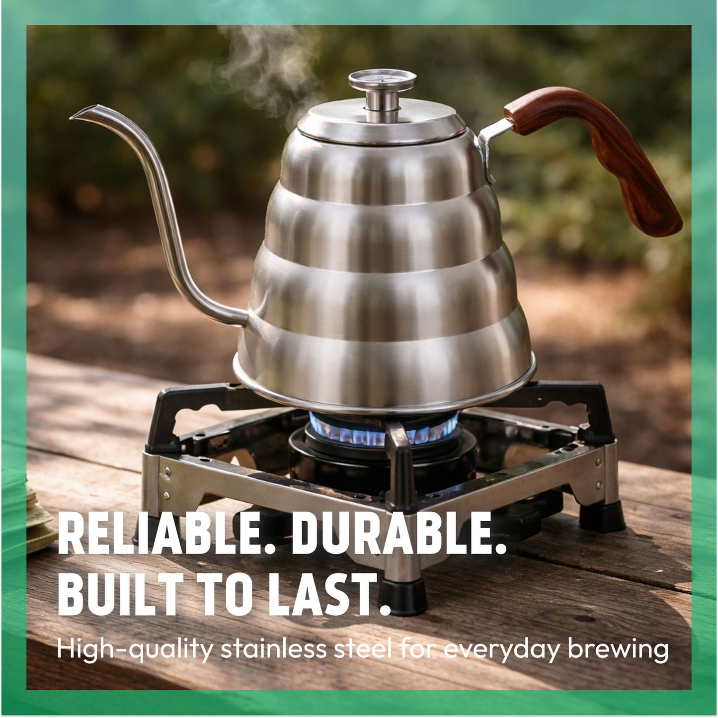 Gooseneck Kettle - Silver | 1200ml Stovetop Kettle with Thermometer