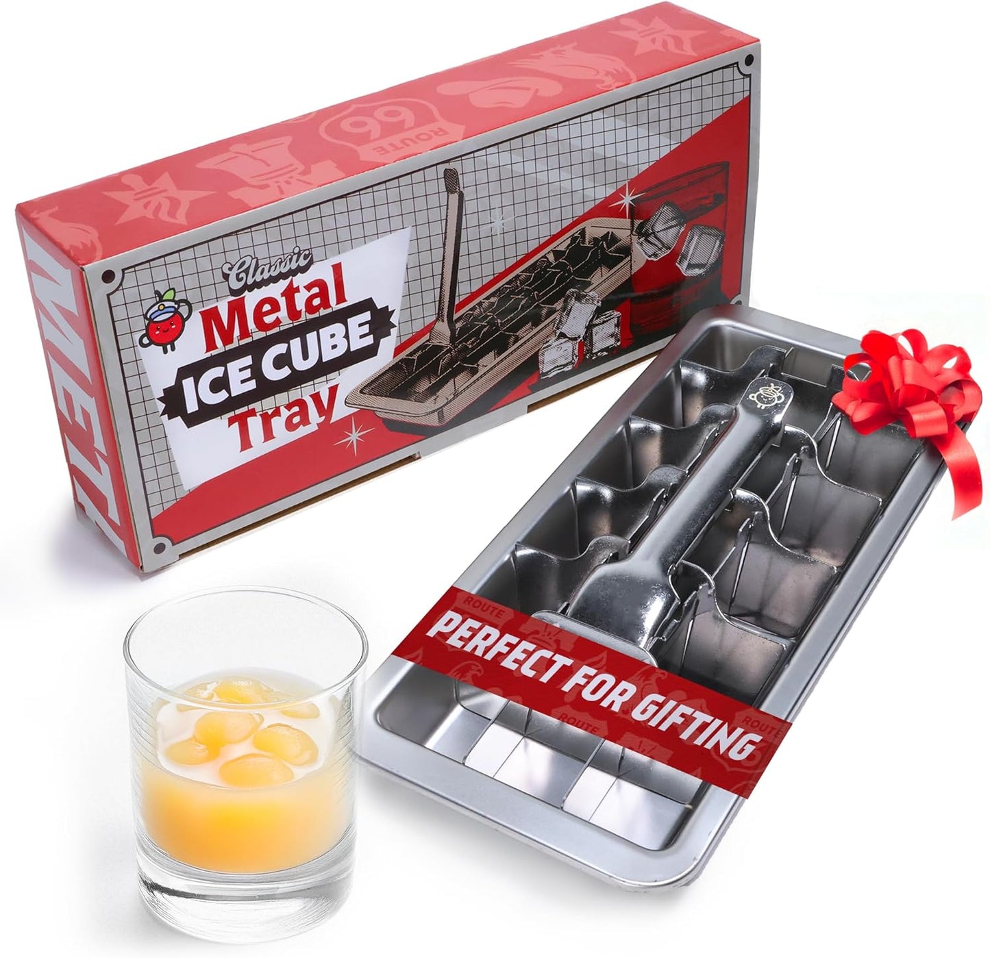 Ice Cube Tray - Stainless Steel | 18 Cubes with Easy-Release Lever
