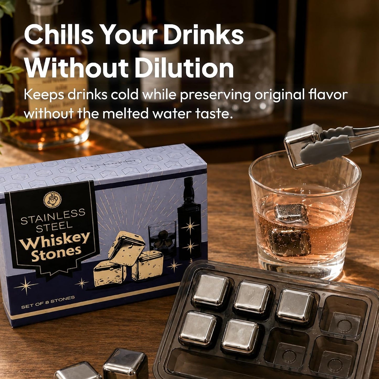 Stainless Steel Whiskey Stones Set (Set of 8)