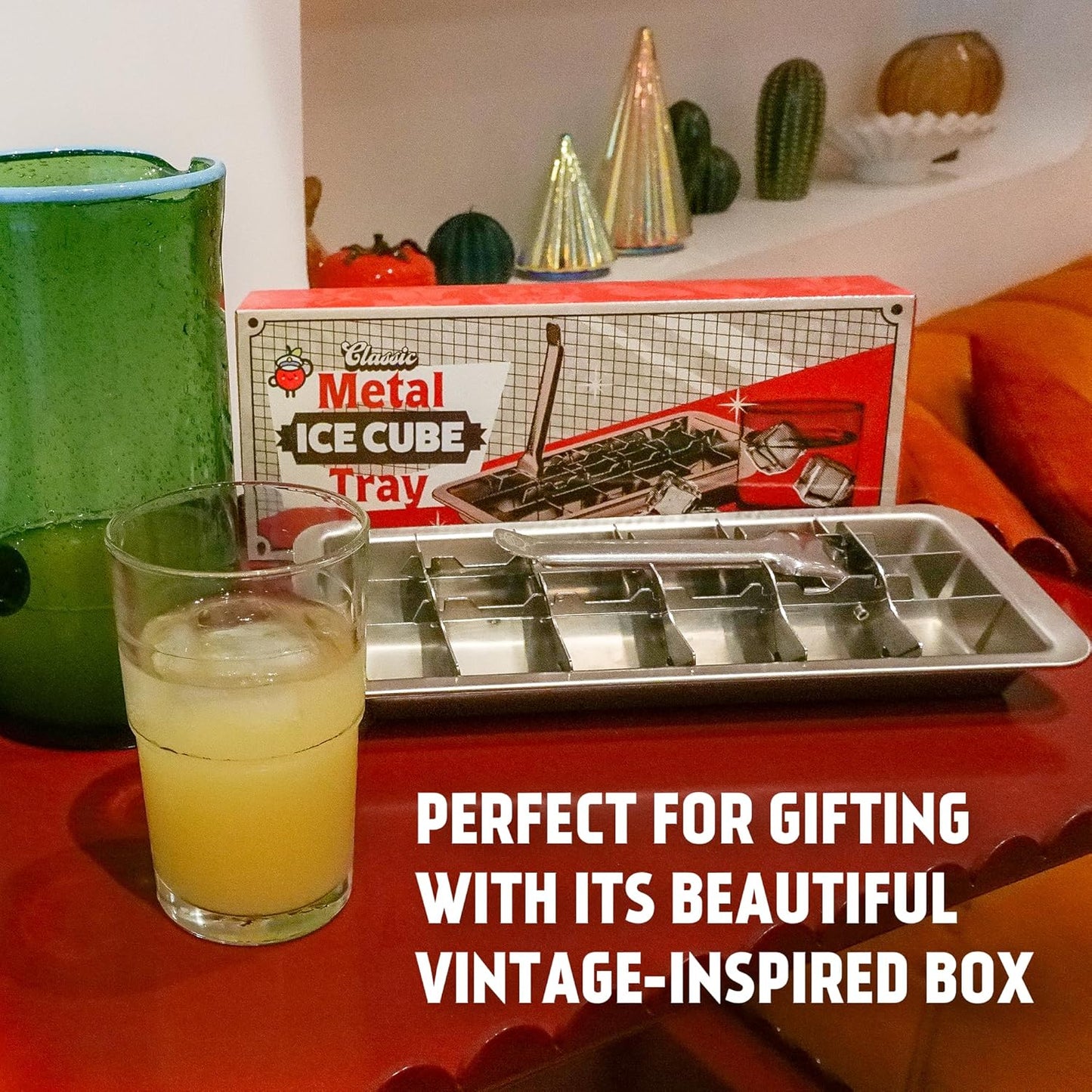 Ice Cube Tray - Stainless Steel | 18 Cubes with Easy-Release Lever