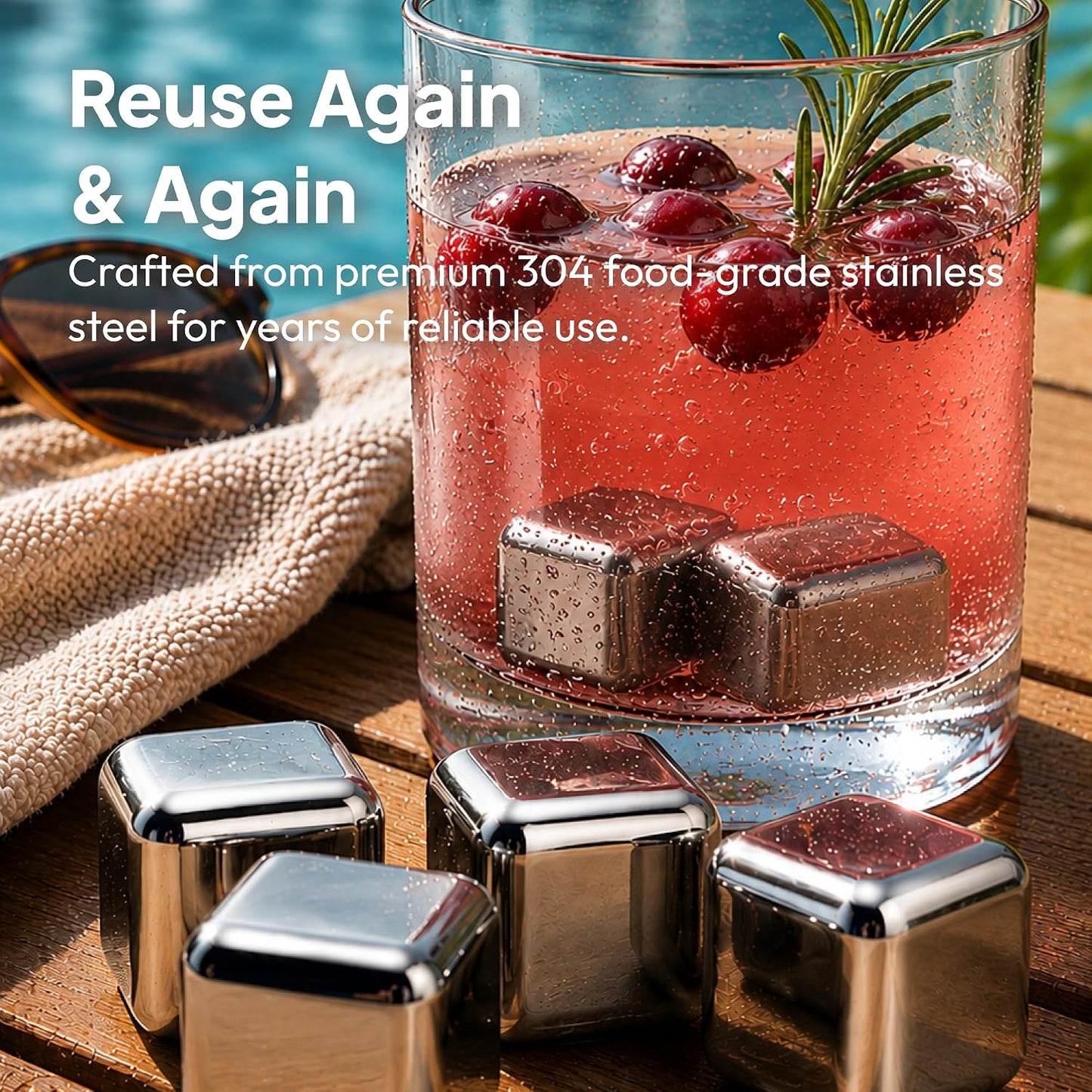 Stainless Steel Whiskey Stones Set (Set of 8)