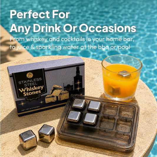 Stainless Steel Whiskey Stones Set (Set of 8)