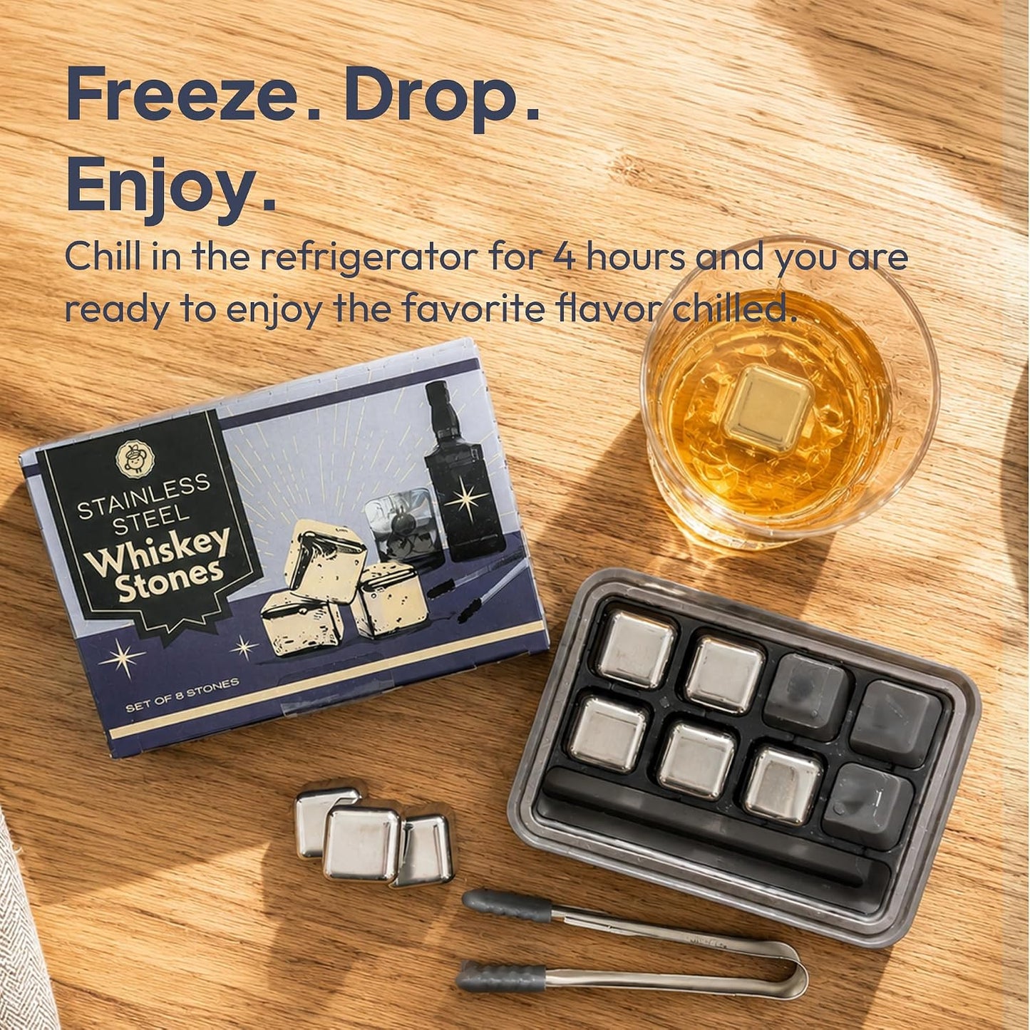 Stainless Steel Whiskey Stones Set (Set of 8)